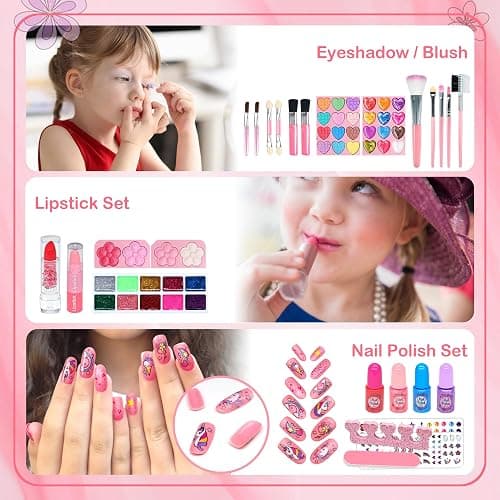Kids Makeup Sets for Girls Toys - 74PCS Washable Makeup for Kids with Mirror, Real Dressing Table with Stand, Princess Play Makeup Kit Perfect for 3 4 5 6 7 8-12 Year Old Girls Birthday & Christmas thumbnail 4
