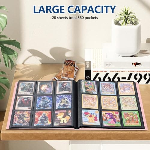 Card Binder, EDUDIIU 9 Pockets Premium Trading Card Binders, Cards Collection Binder Album, Side Loading Yugioh Holder Book for Sport, Football, Baseball Collector - Pink thumbnail 6