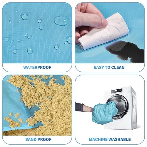 BYDOLL Beach Blanket 78''X81'' Waterproof Sandproof Suits1-4 Adults Oversized Lightweight Large Blanket Picnic Mat for Beach Sand Free Travel Camping Hiking Picnic thumbnail 3