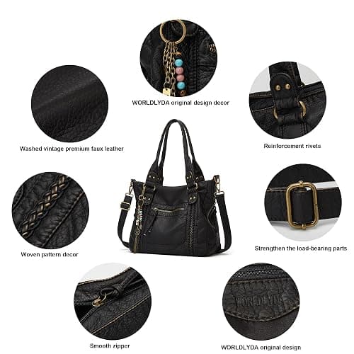 Worldlyda Crossbody Bags for Women Large Tote Soft Leather Purses Washed Y2K Hobo Vintage Handbag Shoulder City Bag thumbnail 5