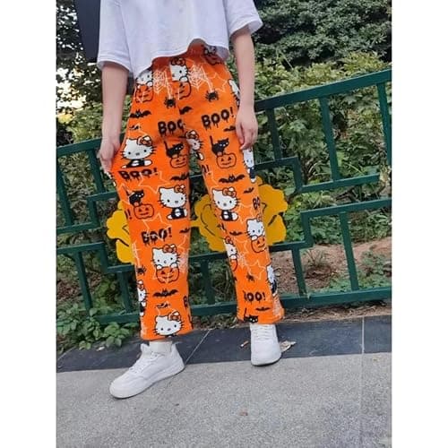 BIUGNVW Anime Pajamas Pants Women Cartoon Family Christmas Pajama Pants Kawaii Flannel Pajama Pants Black and Pink thumbnail 2