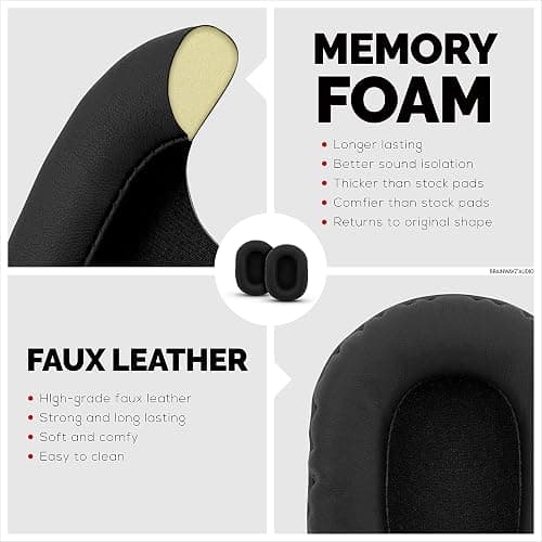 Brainwavz Replacement Earpads for Sony MDR 7506 Headphones - Quality Vegan Leather, Memory Foam Comfort, Long Lasting & Durable, Also Works with Headphones Like Steelseries Arctis, ATH-M50X & More thumbnail 5