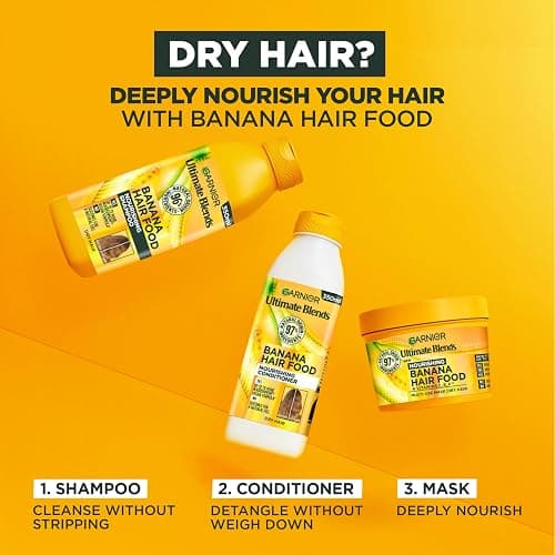 Garnier Ultimate Blends Banana Hair Food Multi-Use Mask, For Dry Hair, Boosted with Vitamins C, E, F, 400ml, 97% Natural Origin Ingredients, No Silicone for a natural feel, Vegan Formula thumbnail 6