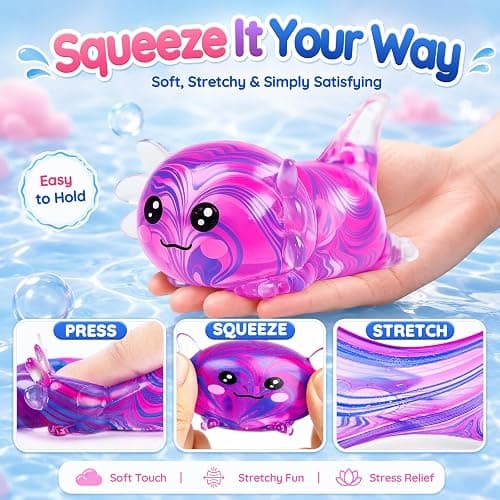 Axolotl Squishy Toy,Soft TPR Slow Rising Squeeze Toy(Purple) | Swirl Stress Balls for Kids Adults Squishies Stress Relief,Sensory Fidget Toys Squishy for Anxiety for Kids Youth Adults thumbnail 3