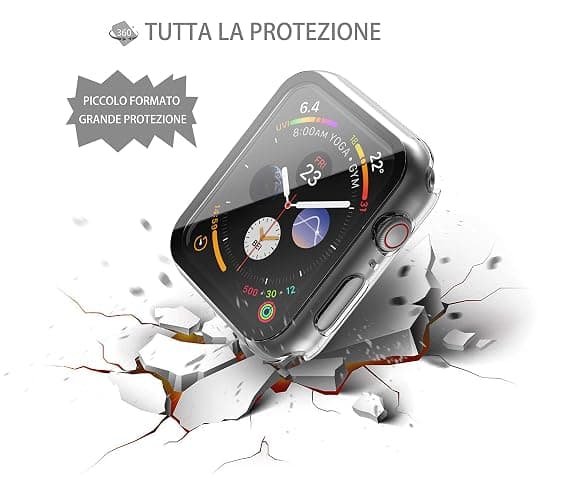 Misxi [2 Pezzi] Trasparente Cover Con Vetro Temperato per Apple Watch SE3/SE2/SE/Serie 6/Serie 5/Serie 4 44mm, Custodia Rigida Protezione Totale Ultra Sottile HD Clear Pellicola Protettiva Per iWatch thumbnail 5