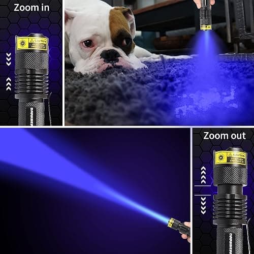 DARKBEAM UV 365nm Light Wood's lamp Blacklight Ultraviolet Flashlight LED Portable Mini Handheld Torch Detector for Dog Urine Pet Stains 370nm Anti-counterfeiting Identification, Resin Curing thumbnail 4
