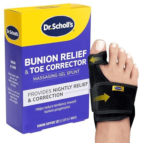 Dr. Scholl's BUNION RELIEF & TOE CORRECTOR // Massaging Gel Bunion Splint & Big Toe Straightener - Orthopedic Bunion Corrector for Women & Men - Bunion Pads for Bunion Pain Relief, 1 Support Set (Left & Right) - Image 1