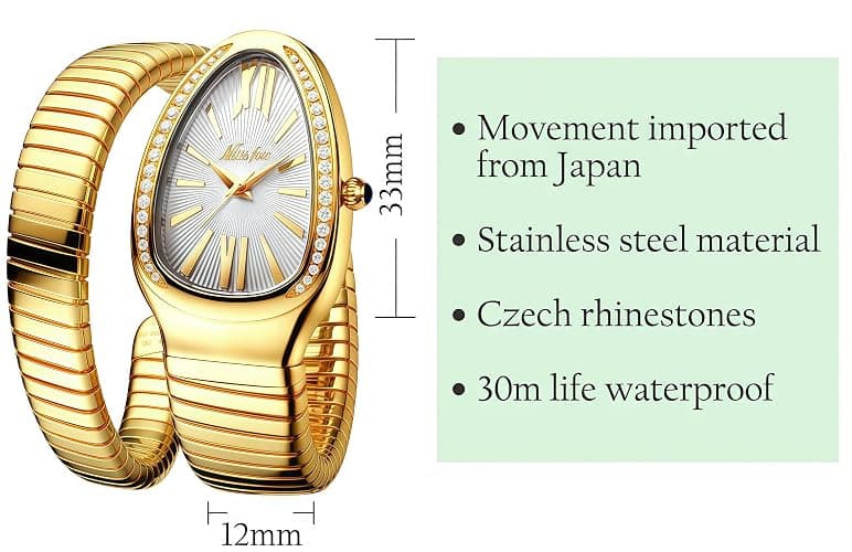 MASTOP Snake Face Watch for Women Snake Shape Face Women Watches Ladies Watches Waterproof Steel Dainty Dress Female Wrist Watches Relogio Feminino thumbnail 6