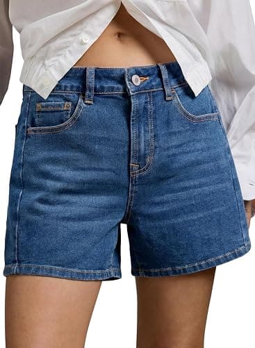 Sidefeel Women's Jean Shorts High Waisted Stretchy Casual Side Seam Denim Shorts - Image 1