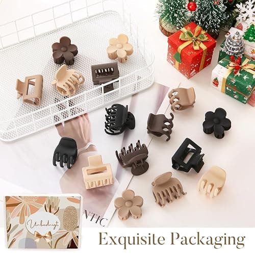 16 PCS Small Hair Clips for Women & Girls, Durable Matte Claw Clips for Thin Hair, Strong Hold NonSlip Medium Hair Claw Clips, Mini Hair Clips, Cute Hair Accessories, 4 Shapes Gifts Holiday thumbnail 6