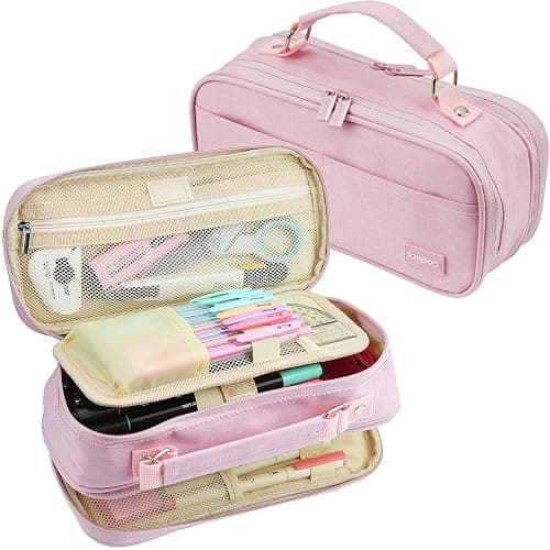 JOINPRO Pencil Case, Large Capacity Pencil Case Organizer; Double Zipper Storage Bag; Big Pencil Pouch for College School Office Teen Girl Boy Men Women Adult - Image 1