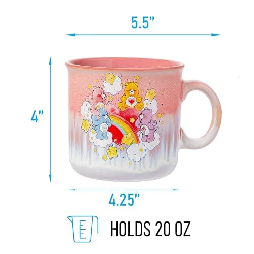 Silver Buffalo Care Bears Rainbow with Stars Reactive Glaze Ceramic Camper Mug Featuring Tenderheart, Cheer, Grumpy, and Share Bear, 20 Ounces thumbnail 3