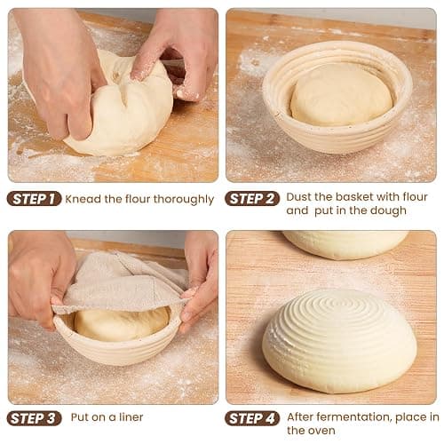 Kikcoin 6 Pack Banneton Bread Proofing Basket, 5 Inch Mini Banneton Basket | Round Sourdough Bread Baking Supplies, Small Banneton Basket Proofing Baskets for Sourdough Bread Baking thumbnail 6