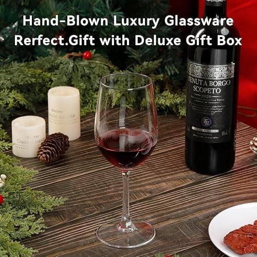 Red Wine Glasses Set of 4, 11oz, Premium Crystal Wine Glasses Hand Blown, Unique Birthday Gift or Wedding Anniversary thumbnail 5