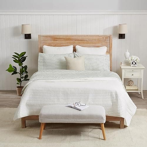 Great Bay Home 4-Piece Queen Size Stripe Microfiber Sheet Set - Ultra-Soft, Brushed Bedding Sheets & Pillowcases - Wrinkle Free, Comfortable, All-Season Bed Sheets (Seafoam) thumbnail 2