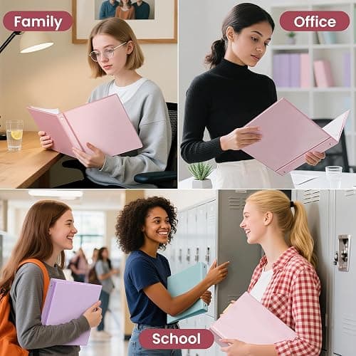 SUNEE 3 Ring Binder 1 Inch Pink 1 Pack, Holds 175 Sheets of Letter Paper, Clear View 1" Three Ring PVC-Free (Fit 8.5x11 Inches) for School or Office Supplies thumbnail 7