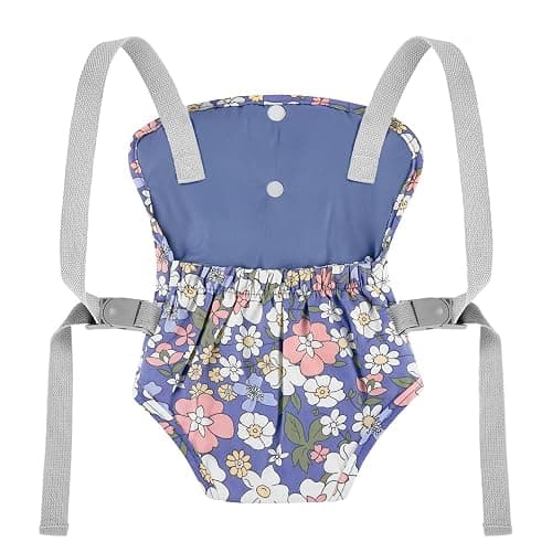 GAGAKU Toddler Baby Carrier for Dolls Reborn Baby Doll Accessories Front and Back Doll Carriers - Blue Flowers thumbnail 7