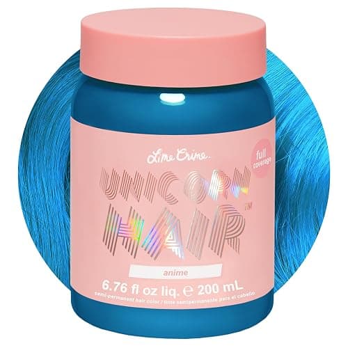 Lime Crime Unicorn Hair Dye Full Coverage, Anime (Candy Blue) - Vegan and Cruelty Free Semi-Permanent Hair Color Conditions & Moisturizes - Temporary Blue Hair Dye With Sugary Citrus Vanilla Scent - Image 1