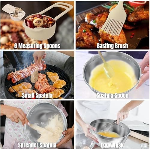 ENVTEK 7-Piece Stainless Steel Mixing Bowls Set with Lids & 3 Grater Attachments – Size 4.5, 4, 3.5, 2.1, 1.5, 1.1, 0.7QT, Kitchen Gadgets Set for Cooking, Baking, and Serving, Khaki thumbnail 7