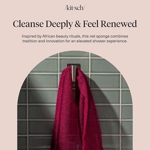 Kitsch African Net Sponge – Exfoliating Body Scrubber for Cleansing & Gentle Daily Exfoliation – Stretchable Bath Sponge for Hard-to-Reach Areas, Long-Lasting Shower Essential - Berry Pink, 3 Pcs thumbnail 8