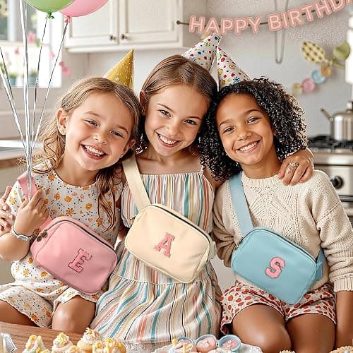 mibasies Initial Fanny Pack for Girls, Birthday Gifts for 4 5 6 7 8 9 10 11 12 13 Teen Girl - Cute Personalized Trend Stuff - Lavender J thumbnail 7