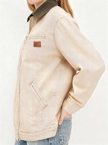 EMMIOL Barn Jean Jacket for Women Zipper Fall 2025 Clean Fit Long Sleeve Denim Jackets thumbnail 5
