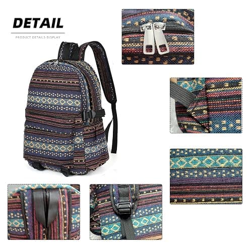 Yaopeing Casual Backpack for Women,Vintage Unique Style Fashion Backpacks Purse, Boho Ethnic Handbag Shoulder Bag,Dark blue thumbnail 7