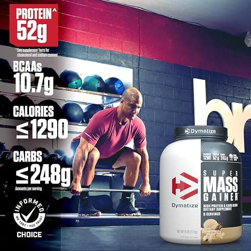 Dymatize Super Mass Gainer Protein Powder, Gourmet Vanilla, 52g Protein, 1g Creatine, 1280 Calories, 10.7g BCAAs, 245g Carbs, Contains Whey Protein Powder, Isolate, and Casein (8 Servings) thumbnail 2