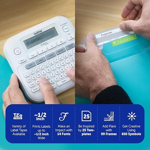 Brother P-Touch PTD220 Home/Office Everyday Label Maker | Prints TZe Label Tapes up to ~1/2 inch White thumbnail 2
