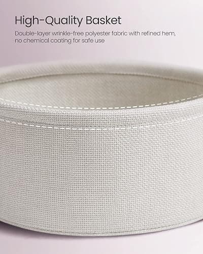 VASAGLE Small Round Side End Table, Small Nightstand with Fabric Basket | Modern Bedside Table, for Living Room, Bedroom, Jelly Pink and Cream White, LILEA Collection ULET223R61 thumbnail 6