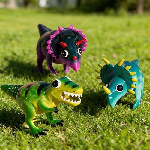 Natelf Dinosaur Metal Decorative Garden Set of 3, Yard Art Home Sculpture Gifts for Women Men Mom Birthday Gifts, Outside Statues for Lawn Ornaments, Outdoor Decorations - Image 1