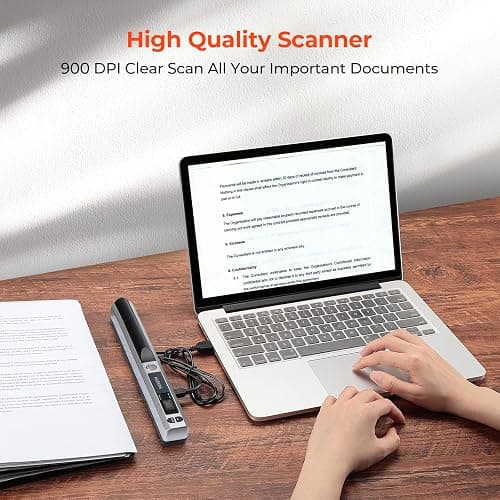 MUNBYN Portable Scanner, Photo Scanner for A4 Documents Pictures Pages Texts in 900 DPI, Flat Scanning, Include 16G SD Card, Wand Document Reader Uploads Images to Computer Via USB Cable, No Driver thumbnail 3