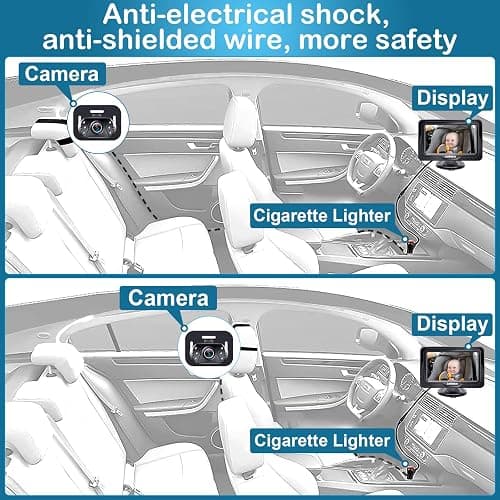 Baby Car Camera Ease Installation - Gift for Newborn Protect Baby's Eyes Color Image Clear Night Vision HD 1080P No-Sloshing Hide Lights 150° Wide View Angle for 3 Kids - LK12 thumbnail 7