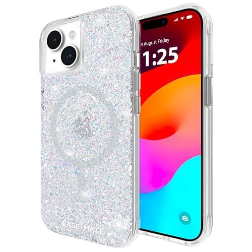 Case-Mate iPhone 15 Case - Twinkle Disco [12ft Drop Protection] [Compatible with MagSafe] Magnetic Cover with Cute Bling Sparkle for iPhone 15 6.1", Anti-Scratch, Shock Absorbent Material, Slim - Image 1