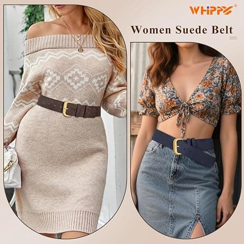 WHIPPY Wide Chunky Belt for Women Dresses Fashion Ladies Thick Leather Belt with Gold Buckle thumbnail 4