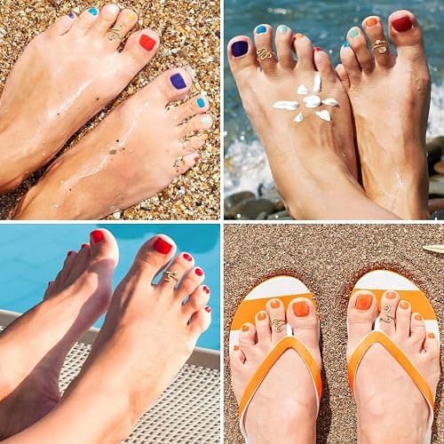FIBO STEEL 12Pcs Adjustable Toe Rings for Women Open African Toe Rings Summer Beach Foot Jewelry thumbnail 5