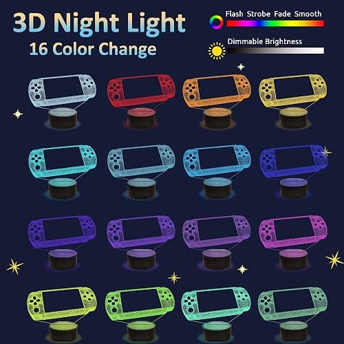 Attivolife Gameped 3D Illusion Lamp, Handheld Game Console Night Light with Remote Control + Timer 16 Color Change Lamps Kids Gamer Room Decor Plug in Cool Festival Birthday Gifts for Boys Men Child - Game 4 thumbnail 5