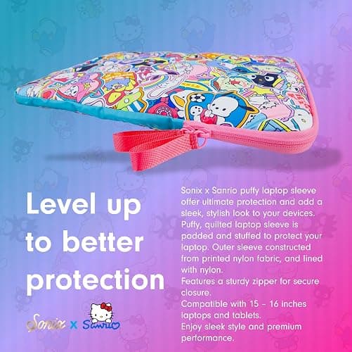 Sonix x Sanrio | Puffy Laptop Sleeve | 15-16 Inch, Quilted Pillow Puffer Laptop Carrying Case, Computer Sleeve | Hello Kitty & Friends Stickers thumbnail 5