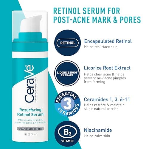 CeraVe Acne Skin Care Set, 5oz Acne Foaming Cream Cleanser + 1oz Resurfacing Retinol Serum + 2oz AM Facial Moisturizing Lotion with SPF 30 + 2oz PM Facial Moisturizing Lotion thumbnail 4