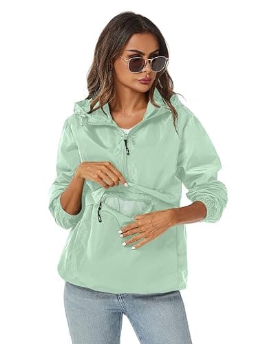 Avoogue Womens Rain Jacket with Hood,Pullover,Packable,Lightweight,Windbreaker,Waterproof,Breathable. thumbnail 2