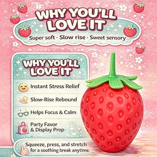 8In Strawberry Squishy, Jumbo Squishy Strawberry Giant Big Realistic Strawberry Moldable Soft Squishys Slow Rising Stress Ball for Anxiety Stress Party Favor for Adults (8IN Strawberry) thumbnail 5