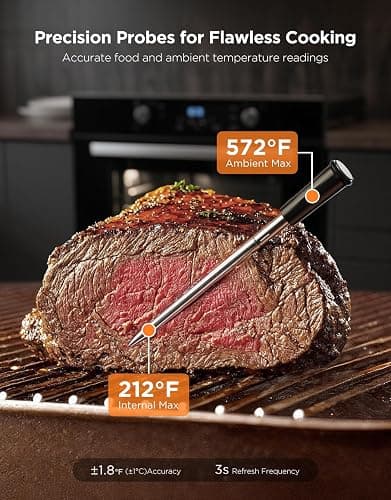 GoveeLife Bluetooth Wireless Meat Thermometer with 2 Probes, Standalone Digital Base, WiFi Unlimited Range, ±1.8℉ Accuracy, IP68 Waterproof Real Time Monitoring, for Kitchen, BBQ, Grill, Oven, Smoker thumbnail 7