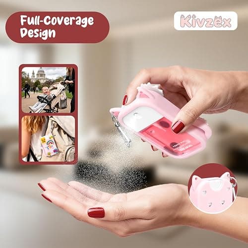 Kivzex Cat Silicone Case for Touchland Hand Sanitizer Spray with Keychain, Compatible with Power Mist & Glow Mist 1 FL Oz/30ML for Touchland Case, with Charms Accessory Cute Travel Cover Sleeve Pink thumbnail 6