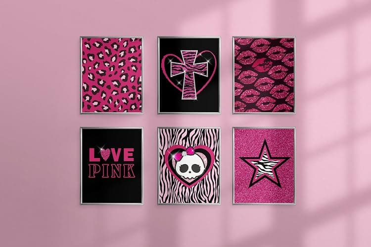 TwoDays Mcbling Room Decor Aesthetic, Trashy Y2k Posters for Girls bedroom, 2000s Hot Pink Wall Art, Emo Baddie Prints for women Apartment.(8" X 10", Set Of 6, UNFRAMED) thumbnail 2