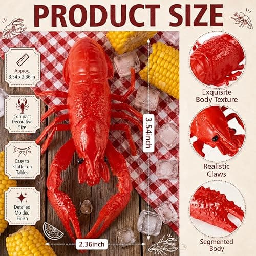 Juexica 15 Pcs 3.5inch Red Fake Crawfish, Plastic Small Lobster Boil Party Supplies, Seafood Boil Party Decorations Fake Sea Creature Models thumbnail 3