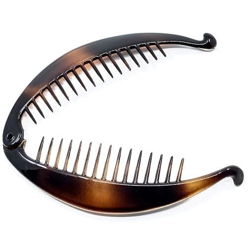 Camila Paris CP2 2 Pack French Large Banana Clip Hair Comb, Classic Banana Clips Hair for Thick Hair Ponytail Holder Interlocking Styling Clips for Women Made in France thumbnail 5
