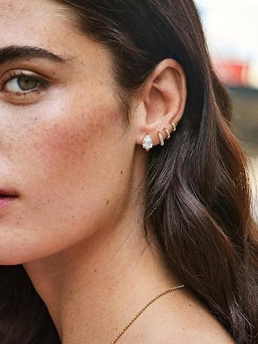 4Pairs Statement Gold Hoop Earrings for Women Trendy,Surgical Steel Gold Plated Hoop Hypoallergenic Earrings Set,Titanium Hoops Earring Stacks,CZ Cartilage Huggie Hoops Earring Gifts for Girlfriend thumbnail 4