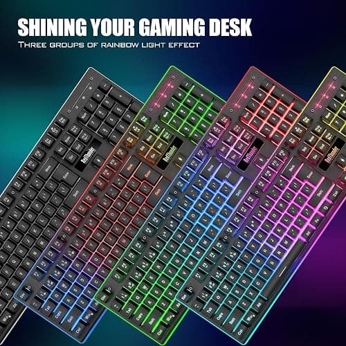RedThunder K10 Wireless Gaming Keyboard and Mouse Combo, LED Backlit Rechargeable 3800mAh Battery, Mechanical Feel Anti-ghosting Keyboard + 7D 3200DPI Mice for PC Gamer (Black) thumbnail 4