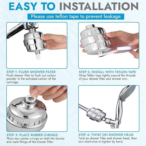 EVERGLOW High-Output Shower Filter, Reduces Chlorine, Dry Skin, Dandruff, Eczema, Heavy Metals and Vitamin C Infused for Dandruff and Softens Hard Water, 4.7”, Chrome thumbnail 7