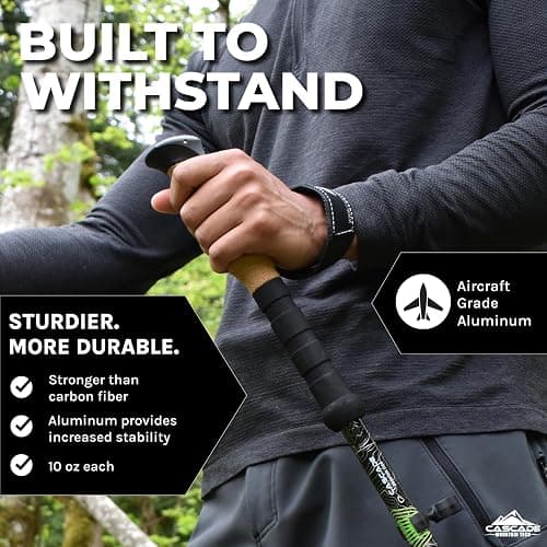 Cascade Mountain Tech Lightweight Aircraft-Grade Aluminum Trekking Poles with Extended Down Grip Plus Tip Kit thumbnail 2